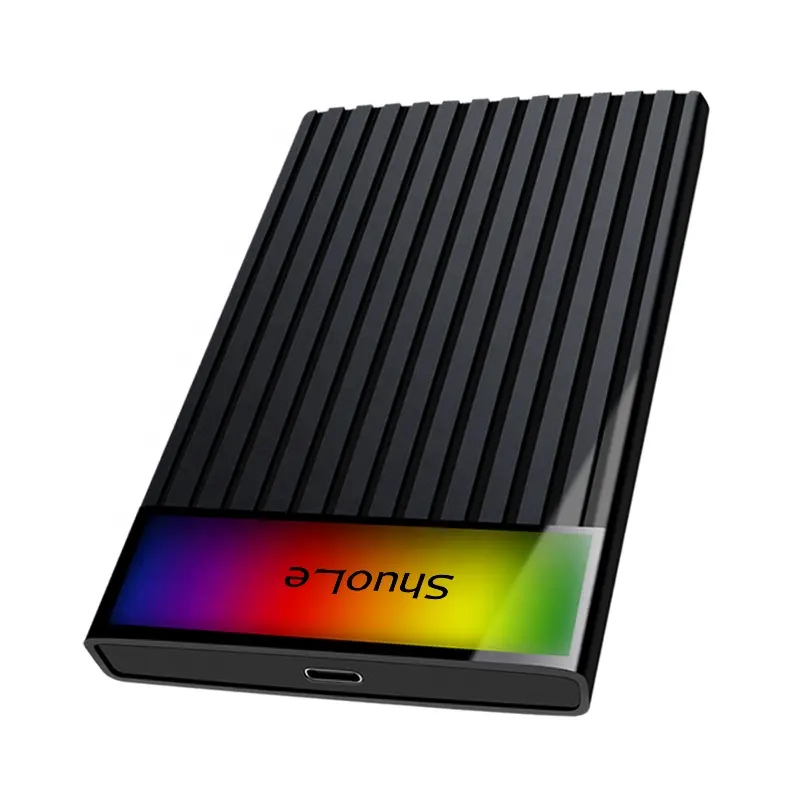 SHUOLE Capa para disco rígido externo para SSD SATA para USB 3.1 de 2,5 polegadas com RGB para SSD SATA III HDD de 9,5 mm 7 mm