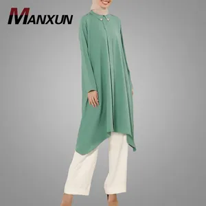 Оптовая продажа, Турецкая одежда 2021, новейший простой стиль, Арабская блузка с длинным рукавом, элегантный мусульманский Топ, мусульманская одежда в Дубае