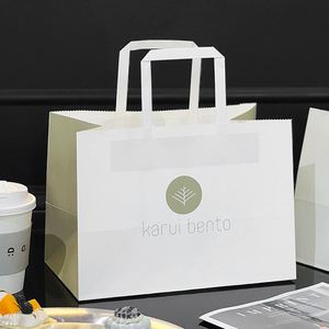 Bolsa de Papel Kraft Personalizada con su Propio Logotipo, Ecológica, Reciclable, Blanca, para Restaurante, Café, Bebidas, Comida para Llevar - Product Image 4