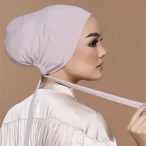 Luxury Custom Muslim Turban Hijab Tie-back Long Turban To Tie With Ribbons Light And Opaque Shining Silk Hijab For Women