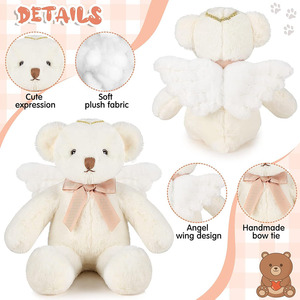 Peluche Ours Ange Peluche Animal Mignon Aile Arc Poupées Petite Amie ODM Famille Garçon Fille Baby Shower Personnalisé Baptême Ours Peluche - Product Image 2
