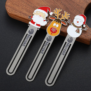 Marcapáginas de Metal Personalizado con Diseño Navideño de Papá Noel y Muñeco de Nieve, en Latón y Acero Inoxidable - Product Image 6