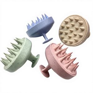1 pièce Brosse à shampoing et peigne de massage corporel en paille de blé naturelle et silicone, moderne, pour le bain, la douche, le salon de coiffure et le soin du cuir chevelu - Product Image 1