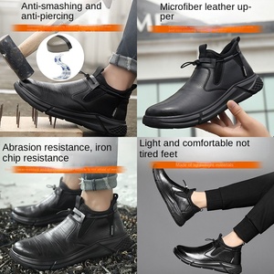 Chaussures <span class=keywords><strong>de</strong></span> sécurité unisexes basses antidérapantes en cuir microfibre avec embout en acier, doublure en maille et semelle extérieure en caoutchouc pour chantier d'été - Product Image 4
