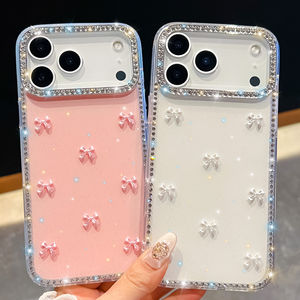 Funda IMD de Lujo con Brillantina de Diamantes para iPhone 17 AIR 17 <span class=keywords><strong>Pro</strong></span> Max, Funda Trasera con Lazo de Pedrería para iPhone 16 15 14 13 - Product Image 3