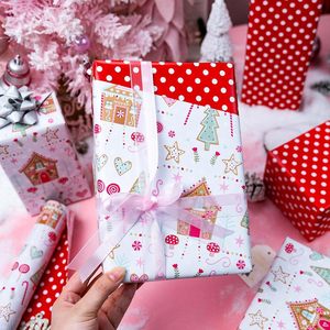 Papel de Regalo Navideño Burymento con Diseño de Casa de Jengibre, 17 Pulgadas x 32.8 Pies, Reversible, para Manualidades y Regalos - Product Image 6