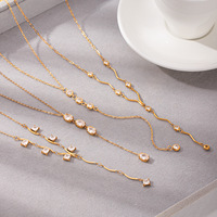 Collier en acier inoxydable plaqué or 18 carats en forme de Y avec pendentif en zircon, bijoux de mode pour femmes, pendentif empilable