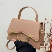 Haute qualité décontracté élégant chaîne-décoré navettage pochette sac à main petit sac carré couleur unie épaule sac à bandoulière
