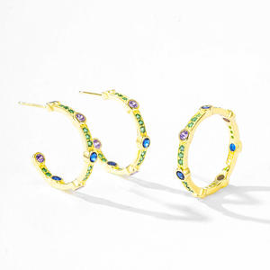 Juego de Anillo y Pendientes de Plata de Ley S925 con Circonitas, Estilo Retro Francés de Alta Gama con Textura Dorada para Mujer - Product Image 1