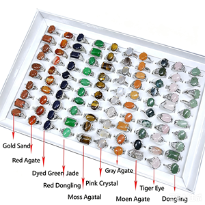 Mixed Styles Natural Raw Stone Alloy <b>Statement</b> <b>Rings</b> Multicolor Natural Gemstone Finger <b>Rings</b> Box Packed Wholesale Fashion Jewel - Product Image 3