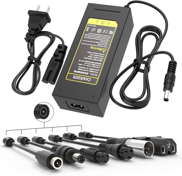 Universal E-Bike Battery Charger 42V 1A Li-ion Battery Charger with 5 Plugs Fast Charger for 36V 10S Lithium Battery Device
