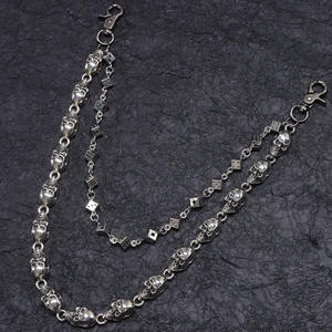 Chaîne de taille en métal double couche avec pendentif crâne et dés, style Hip Hop Punk, en argent tibétain, pour jeans et tenues décontractées - Product Image 3