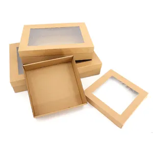 Anpassbare PVC-Fenster Kraft papier Backbox für Kuchen Backbox Kuchen Obst kuchen Kürbis kuchen Verpackungs box