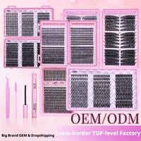 Vente en gros usine : Livre de cils en grappe DIY, cils individuels segmentés effilés 10-20mm, courbure D, faux cils style Manga, logo personnalisé