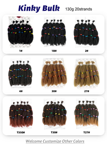 Vente en gros de mèches en vrac Nobles Gold <span class=keywords><strong>Kinky</strong></span> <span class=keywords><strong>Afro</strong></span> <span class=keywords><strong>Kinky</strong></span> de 14 pouces, qualité supérieure, 20 mèches/paquet, pour tresses au crochet - Product Image 2