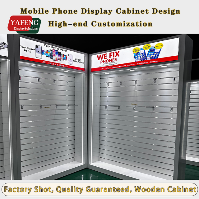 Mobile Phone Store Display Cabinet Custom Display Counter Mobile Shop Interior Design Solutions