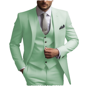 <span class=keywords><strong>Vert</strong></span> <span class=keywords><strong>sauge</strong></span> décontracté hommes costumes Slim Fit <span class=keywords><strong>mariage</strong></span> mariés smokings formel revers pointu 3 pièces ensemble mâle Blazer + gilet + pantalon - Product Image 1