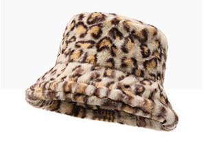 Sombrero de Pescador con Estampado de Leopardo, Cálido y Afelpado, para Mujer, para Viajes al Aire Libre - Product Image 1