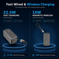 Chargeur magnétique portable, batterie externe 10000mAh 5000mAh, batterie sans fil pliable, chargeur mural avec câble intégré