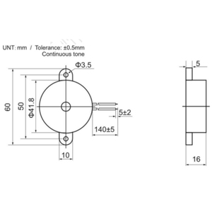 4216 42*H16MM Buzzer piézoélectrique actif 12V 24V 36V 48V Son continu ou intermittent avec fils de connexion, alarme sonore haute intensité 90dB - Product Image 5