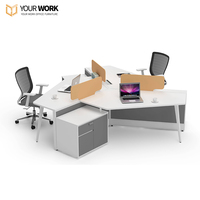 Ensemble complet de mobilier de bureau exécutif avec cloison, poste de travail modulaire pour 4 personnes, poste de travail privé
