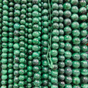 Obral besar manik longgar batu alam hijau Malachite ukuran berbeda dari 4mm To10mm untuk membuat perhiasan manik batu grosir - Product Image 3