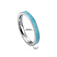 Bague en titane 3MM avec turquoise bleue, bague de fiançailles, alliance pour femme, bijoux fins
