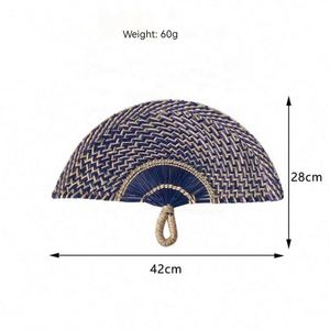 Ventilador de mano de paja tejida en oferta, abanico decorativo de junco marino natural para pared, sala de estar, porche, fondo o como colgante. - Product Image 5