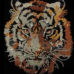 Bold and Powerful Tiger Customer design garment printing hot fix rhinestone heat transfer rhinestone transfer wholesale