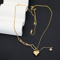 Collier Cœur Mors de Cheval en Acier Inoxydable 316L Plaqué Or PVD 14K 18K Étanche avec Logo Personnalisé pour Femme