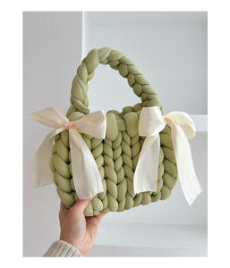 2025 nouvelle mode fil <span class=keywords><strong>géant</strong></span> tresse <span class=keywords><strong>Boe</strong></span> sac à main doux Tube fil à la main tissé Crochet épaule sac à main pour les femmes - Product Image 6