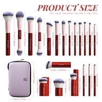 Pinceaux de maquillage double embout BS-MALL, 20 pièces, synthétiques de qualité supérieure, logo personnalisé, outils de maquillage pour le visage, ensemble de pinceaux cosmétiques Kabuki avec étui