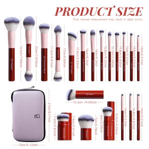Pinceaux de maquillage de luxe BS-MALL, 20 pièces, pinceau Kabuki double face, pinceau de contour, logo personnalisé, outils de maquillage pour le visage, ensemble de pinceaux cosmétiques - Product Image 2