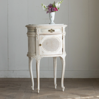 Armoire d'appoint en bois massif antique français, écologique, faite à la main, avec dessus en marbre blanc pour chambre et salon