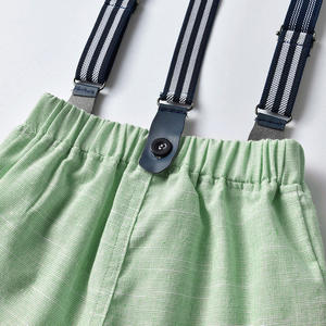 Usine directe coréen garçon costume 2021 enfants chemise à manches courtes arc <span class=keywords><strong>salopette</strong></span> courte deux pièces costume garçons smocké tenue fête - Product Image 6