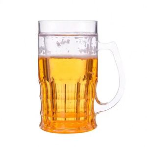 Plastic Beer Cup With Handle Internet Celebrity 16oz BPA FREE Plastic <b>Double</b> <b>Wall</b> Gel Freezer <b>Mugs</b> Gel Frosty Freezer Beer <b>Mug</b> - Product Image 5