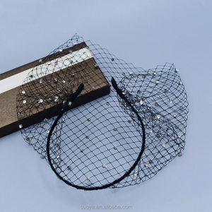 Diamond <strong>Veil</strong> Mesh Hairband Black White <strong>Bridal</strong> Headdress Crystal Dance Party Accessories Wedding Rhinestone <strong>Bridal</strong> <strong>Headband</strong> - Product Image 4