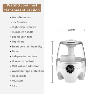 Máy Tạo Độ Ẩm Sương Ấm Siêu Âm 500 Ml/h Bình Miệng Lớn 4, 5L Để Làm Sạch Dễ Dàng Đèn LED Ban Đêm Máy Khuếch Tán Hương Thơm Máy Tạo Độ Ẩm Từ Xa - Product Image 4