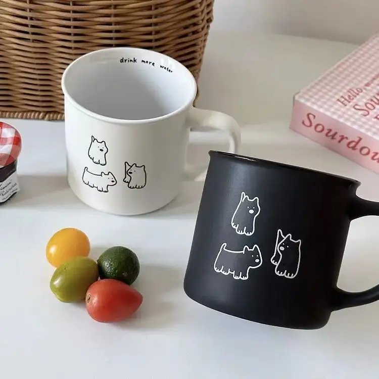 Wholesale 12 oz custom logo printing tea cup ceramic coffee mug ceramic imitation enamel cup cartoon ceramic mug
