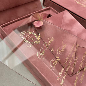 Tarjeta de Invitación de Boda de Lujo en Terciopelo Rosa Personalizada al por Mayor, Estilo Europeo, Estampado en Caliente, Impresión por Transferencia de Calor, Caja de Regalo de Alta Gama - Product Image 5