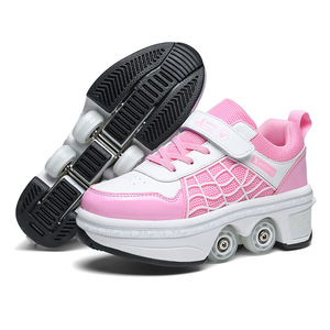 Kids Roller Shoes With Hidden Wheels Size 33 34 35 36 37 38 39 40 41 42 43 For Boys Girls Mesh Upper Rubber Sole - Product Image 1