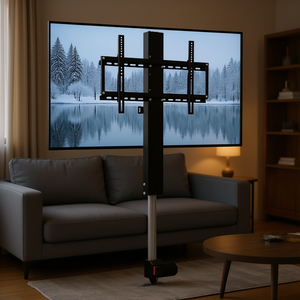 Motorized <b>Tv</b> Lift Height Adjustable 42 73 Inch 132 Lbs Load Capacity Steel <b>Tv</b> <b>Mount</b> <b>Cart</b> For Home Use - Product Image 2