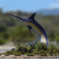 Grande figurine antique en bronze de poisson-sabre, sculpture 3D moulée pour aquarium, décoration de bord de mer, thème mode et sport