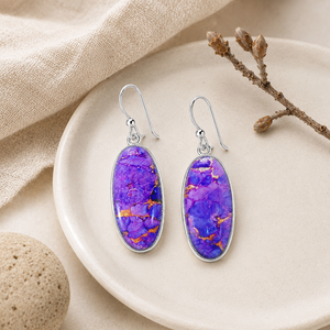 Eleganti orecchini pendenti viola in stile vintage, gioielli minimalisti alla moda per donna, vendita all'ingrosso - Product Image 2