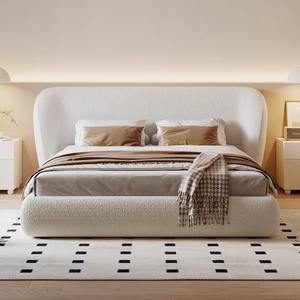 เฟอร์นิเจอร์ห้องนอนไม้หรูหรา เตียงหุ้มเบาะนุ่ม เฟอร์นิเจอร์ห้องนอนคุณภาพสูง ดีไซน์หรูหรา เตียงผ้าขนาดคิงไซส์ - Product Image 2