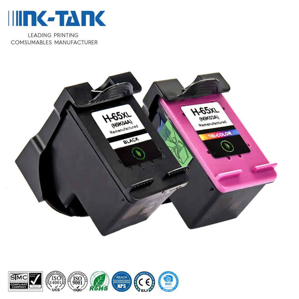 INK-TANK 65 XL 65XL için HP65xl Premium yeniden üretilmiş renkli mürekkep kartuşu için HP65 HP DeskJet 3720 3752 2621 için 2655 yazıcı