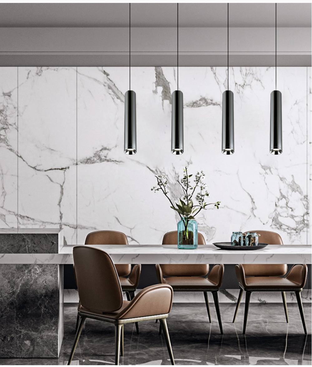 Black Cylinder LED Pendant Downlight Surface Mounted For Hotel / Restaurant