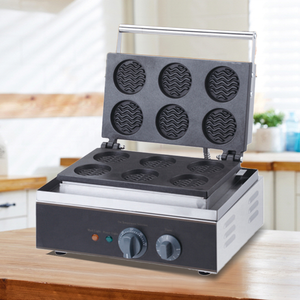 เครื่องทําวาฟเฟิล Wave r ของว่างอัตโนมัติเต็มรูปแบบพร้อมเครื่องทําวาฟเฟิลกลม 6 กริด / เครื่องทําวาฟเฟิลรูปคลื่น - Product Image 3
