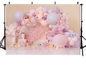 Baby Show Photography Background 1 ° compleanno farfalla palloncino <span class=keywords><strong>rosa</strong></span> neonato <span class=keywords><strong>sfondo</strong></span> Photocall Boy Girls Cake Smash Background - Product Image 1