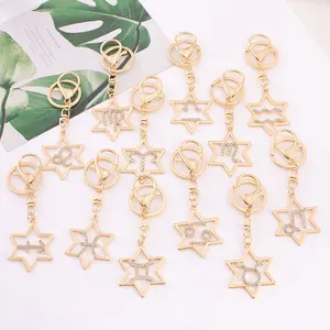 Twelve Constellations series zinc alloy keychain ornament with diamond couple keychain key ring